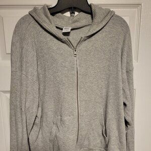 Waffle Zip Hoodie-Oversized